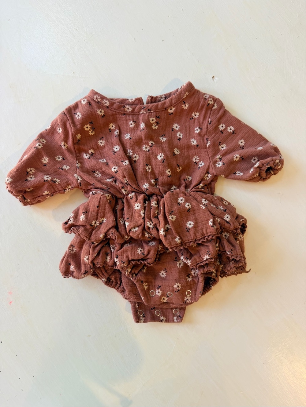 Quincy Mae Dusty Rose Floral Ruffle Romper